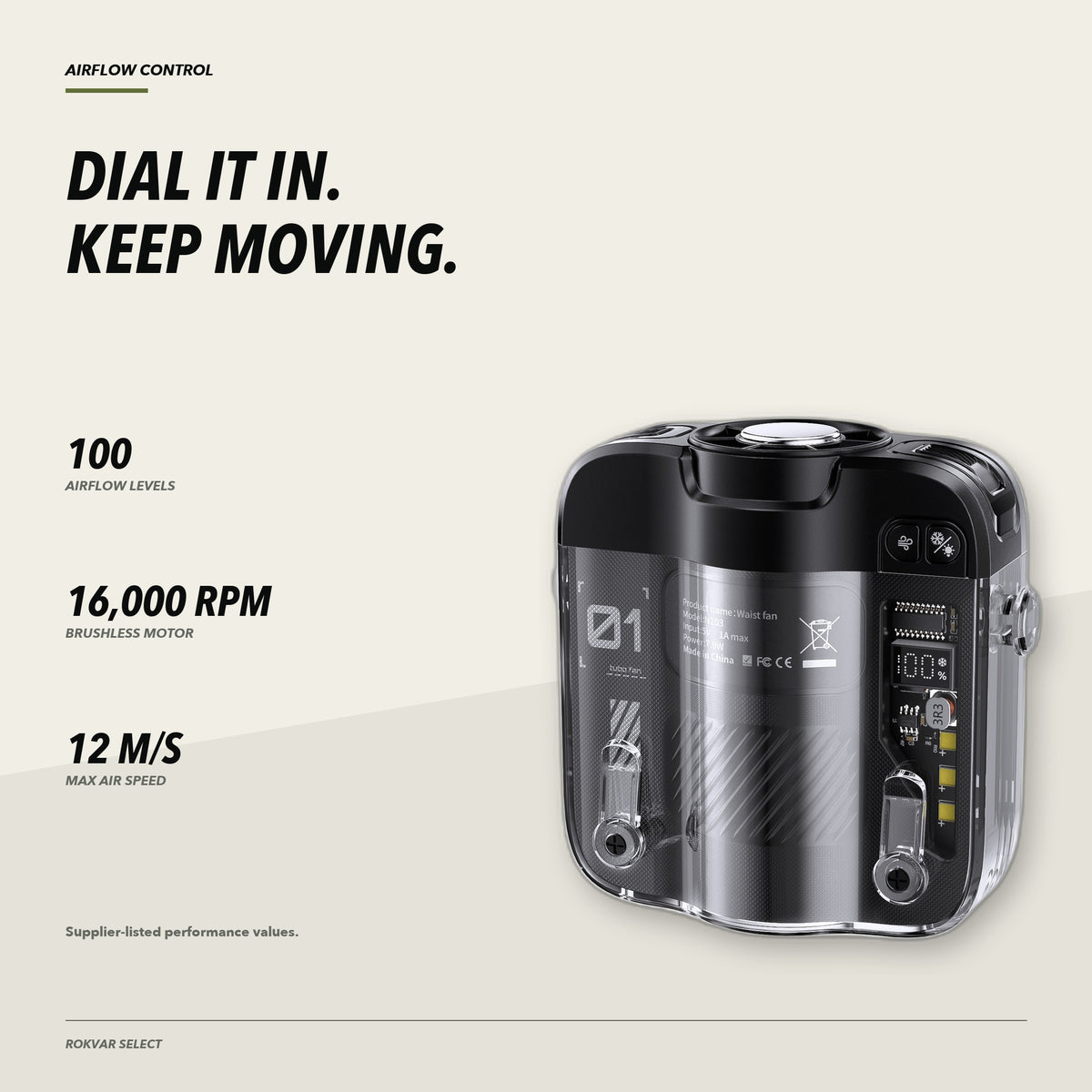 N103 wearable cooling fan airflow control and supplier-rated performance