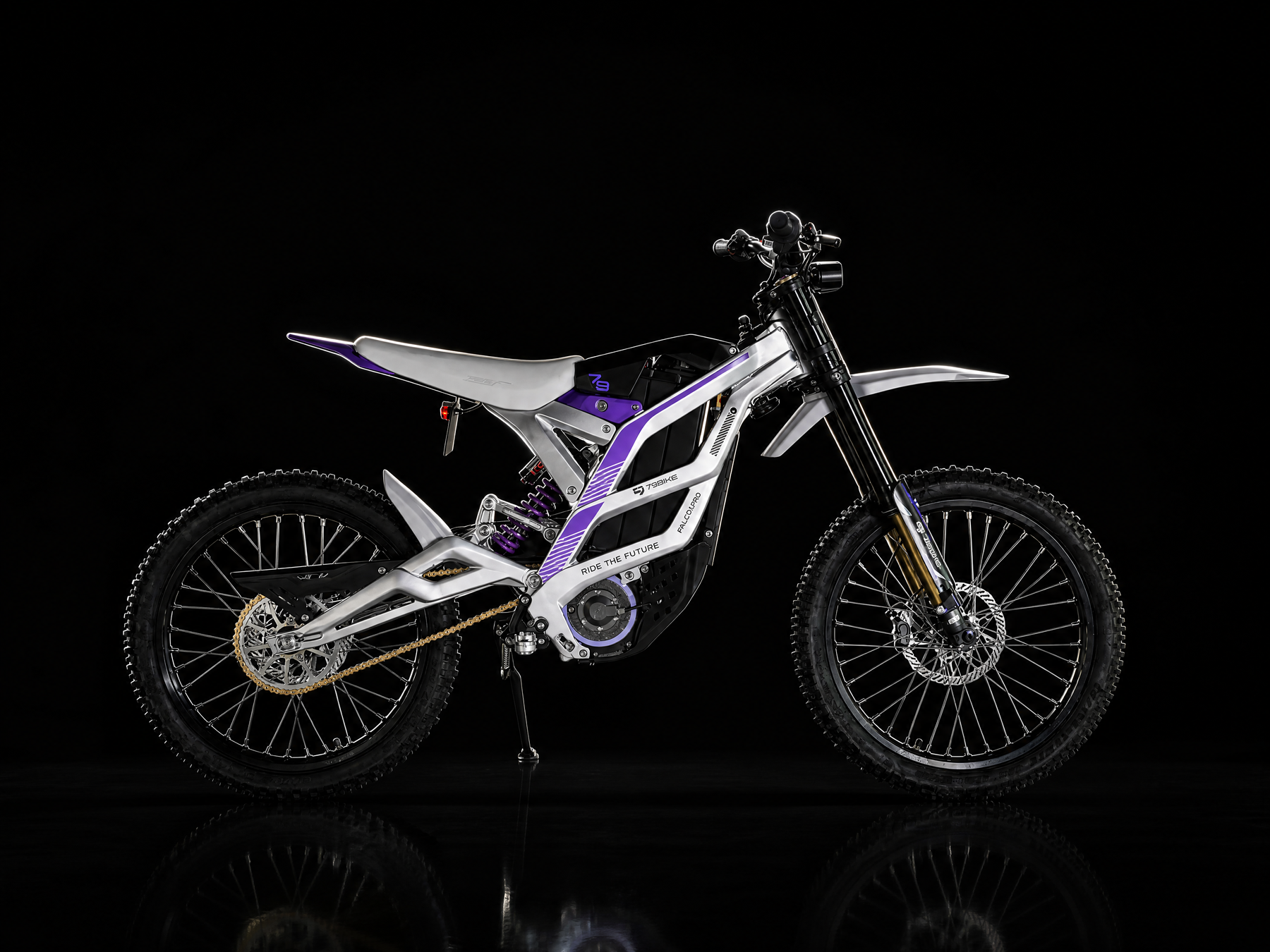 79BIKE Falcon Pro Electric Dirt Bike - Silver Metallic / Purple