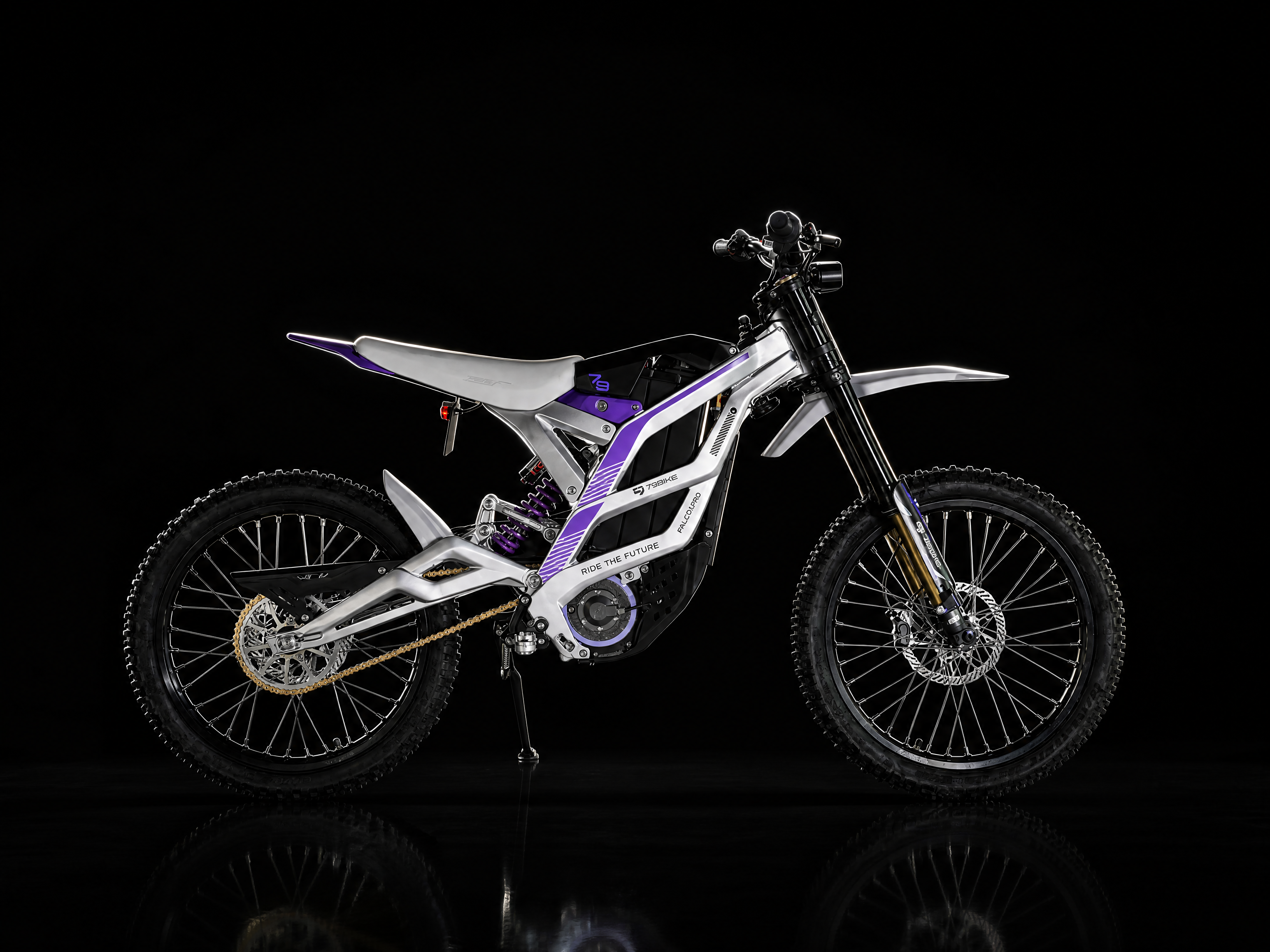 79BIKE Falcon Pro Electric Dirt Bike - Silver Metallic / Purple