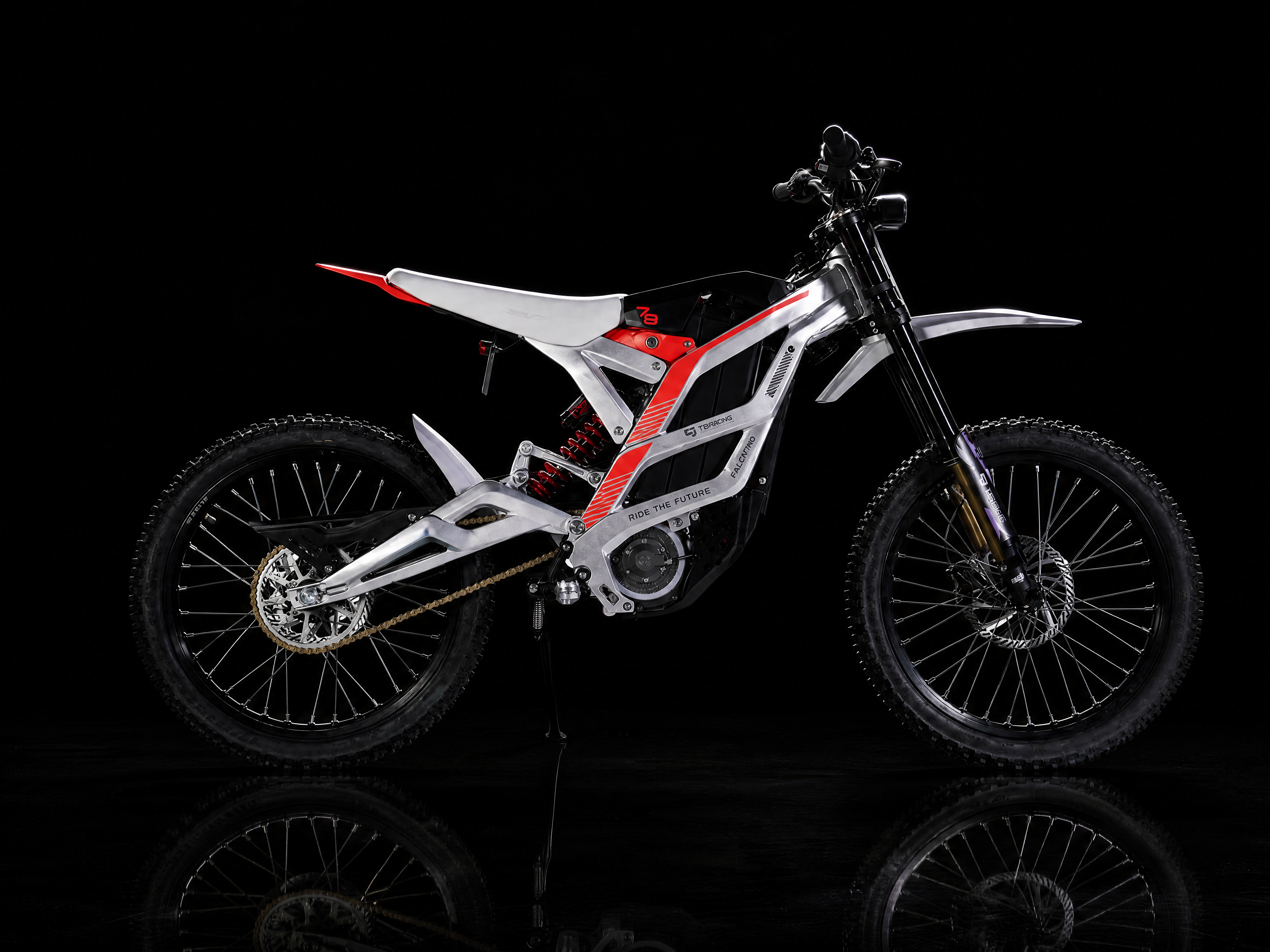 79BIKE Falcon Pro Electric Dirt Bike - Silver Metallic / Red