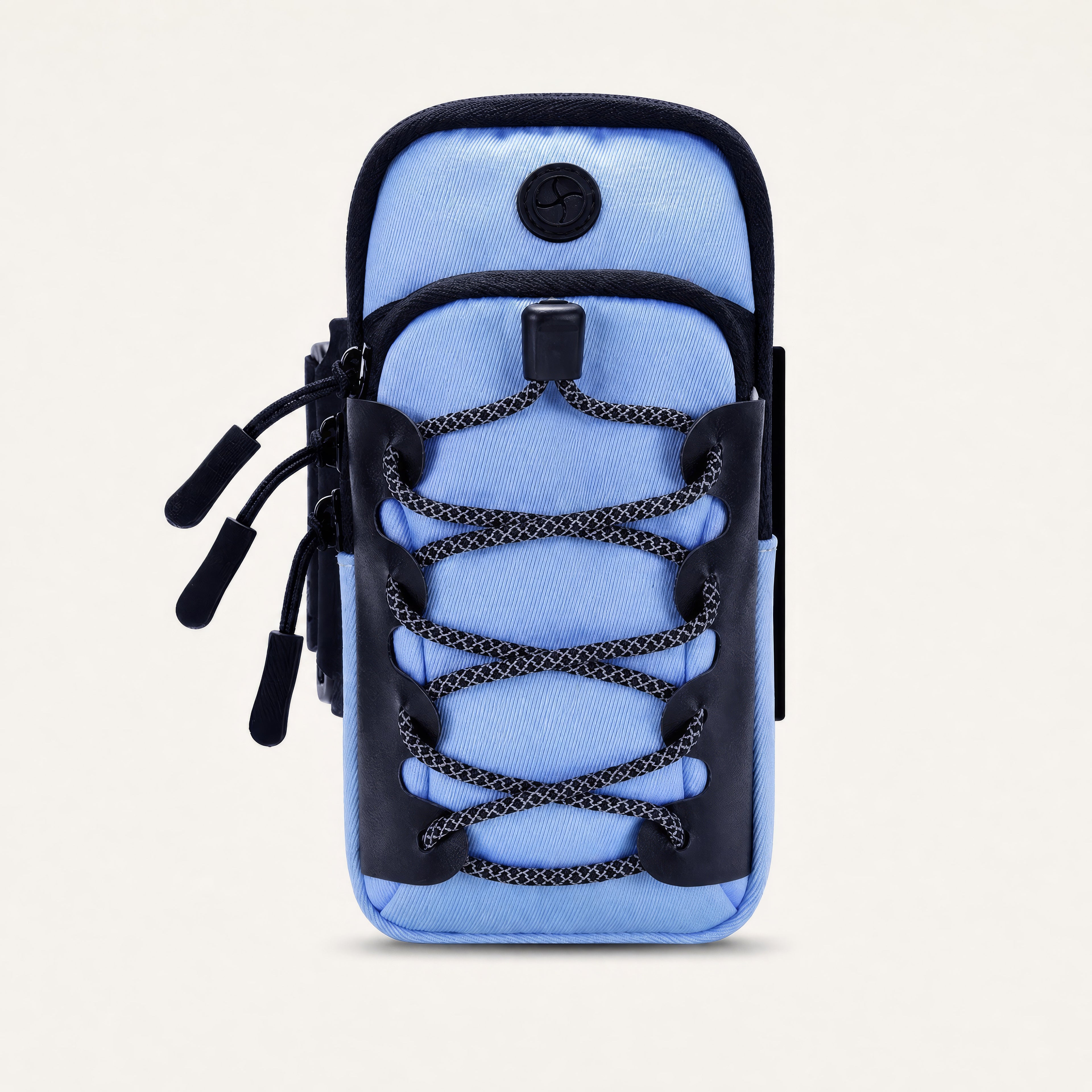 Periwinkle reflective trail arm and wrist phone pouch